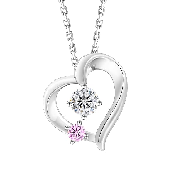 KRKC&CO モアッサナイト ハートネックレス レディース シルバー925 モアサナイト ペンダントネックレス 心形 金属アレルギー対応 0.3ct ホワイト...
