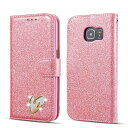 ギャラクシー Galaxy A3 2017 ケース 手帳型 PU キラキラ カード収納 横置き Qi充電 ストラップ