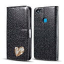 Huawei P8 Lite 2017 ケース 手帳型 PU キラキラ カード収納 横置き Qi充電 全面保護 ストラップ