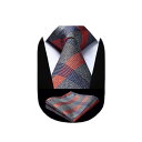 おしゃれ ネクタイ チーフ セット メンズ オレンジ ブランド チェック柄 ビジネス 結婚式 就活 入学式 卒業式 プレゼントHC-01