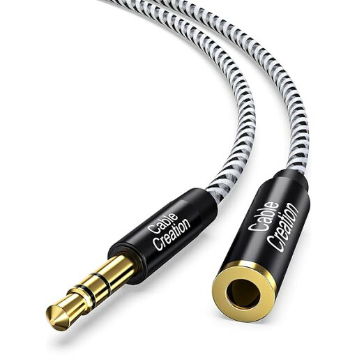 AUX ケーブル, 3.5mm オーディオケーブル 3極/TRS イヤホン延長ケーブル オス-メス Hi-Fi音質再生 高耐久性ナイロン編み 24K金メッキコネクタ ブラック&ホワイト/6M AUX ケーブル, 3.5mm オーディオケーブル 3極/TRS イヤホン延長ケーブル オス-メス Hi-Fi音質再生 高耐久性ナイロン編み 24K金メッキコネクタ ブラック&ホワイト/6M
