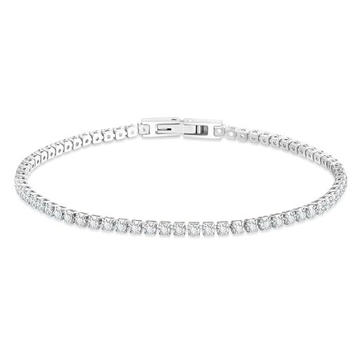 KRKC&CO テニスブレスレット レディース 幅2mm ジルコニア K14金メッキ サージカルステンレス CZダイヤ メンズ ブレス 金属アレルギー対応 キラキラ ジュエリー ブリンブリン 記念日 誕生日 ギフト(シルバー,16.5cm) KRKC&CO テニスブレスレット レディース 幅2mm ジルコニア K14金メッキ サージカルステンレス CZダイヤ メンズ ブレス 金属アレルギー対応 キラキラ ジュエリー ブリンブリン 記念日 誕生日 ギフト(シルバー,16.5cm)