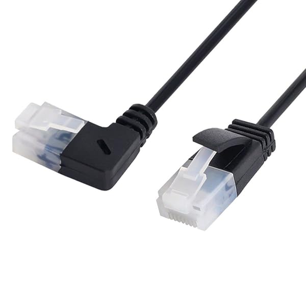 JSER 左/右アングル 8P8C STP Cat6 LAN イーサネット ネットワーク パッチコード 90度からストレートケーブル 50cm ブラック