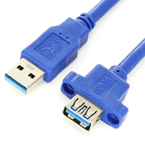 USB 3.0 延長ケーブル、USB 3.0 Type A オス - メス 延長ケーブル パネルマウントネジ穴付き