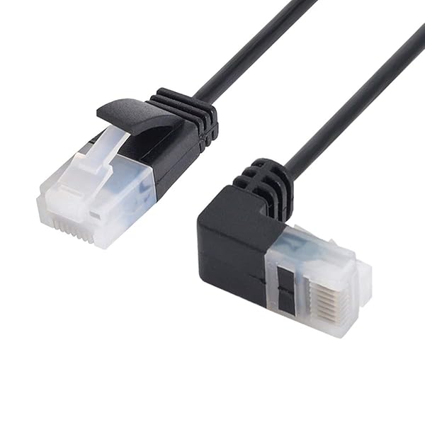 CableccウルトラスリムCat6イーサネットケーブルRJ45ダウンアングルからストレートUTPネットワークケーブルパッチコード90度Cat6aLanラップトップルーターTVBOX用