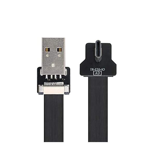 直角USB2.0Type-Aオス-USB-CType-CオスデータフラットスリムFPCケーブル（FPV、ディスク、電話用）100cm