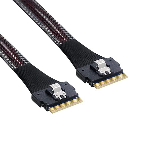 PCI-E スリムライン SAS 4.0 SFF-8654 8i 74ピン ホスト - SFF-8654 74ピン スリム SAS ターゲットケーブル 50cm