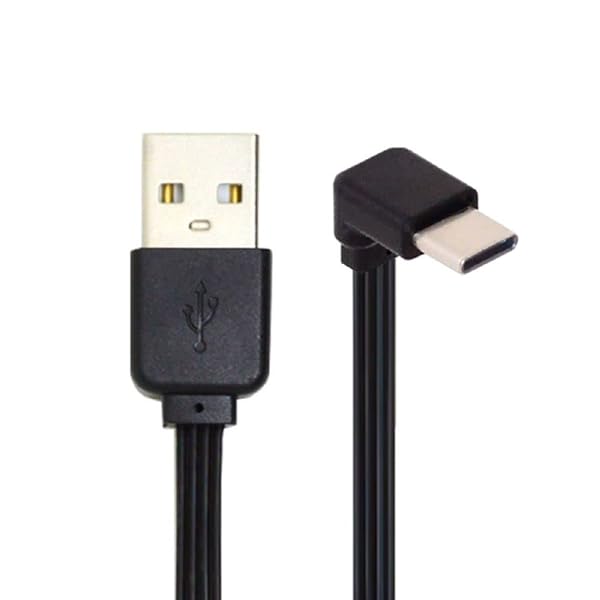 USB 2.0 Type-A オス - USB-C Type-C アップダウン アングル 90度 データ フラット スリム FPC ケーブル FPV & ディスク & 電話用 13cm
