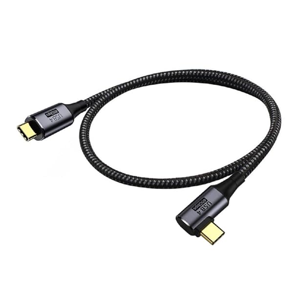 40Gbps 角度付き USB4ケーブル 100W充電、8K@60Hz 5K@60Hz USB4.0 Thunderbolt3/4 80cm対応