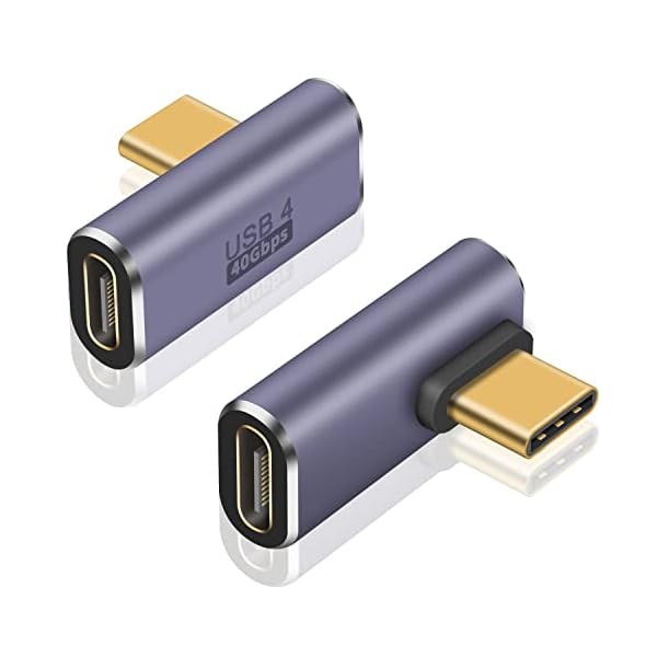 L字 USB C 変換アダプタ、USB C L字アダプタ40Gbps、USB Type C 延長アダプタ、[ 高速転送100W 5A急速充電8K@60Hz映像出力] L字型 USB Type C 変換アダプタ オスメス延長アダプタ、対応 thunde