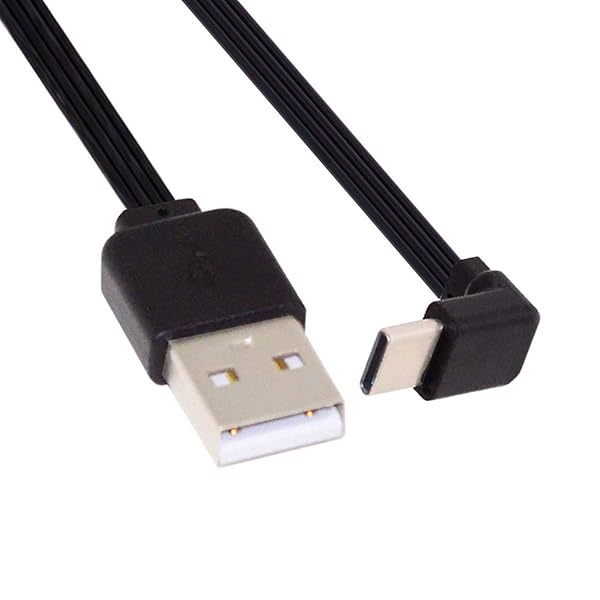 13cm USB 2.0 Type-A オス - USB-C Type-C 上向き90度データ フラットスリムFPCケーブル FPVディスク電話用