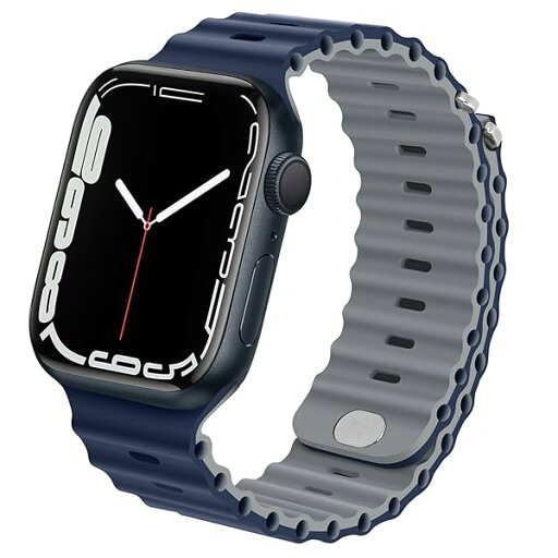 バンド コンパチブル アップルウォッチ バンド 41mm 40mm 38mm, 防水シリコンスポーツストラップ コンパチブル iWatch バンド シリーズ SE 9 8 7 6 5 4 3 2 1(濃い青/灰色) バンド コンパチブル アップルウォッチ バンド 41mm 40mm 38mm, 防水シリコンスポーツストラップ コンパチブル iWatch バンド シリーズ SE 9 8 7 6 5 4 3 2 1(濃い青/灰色)