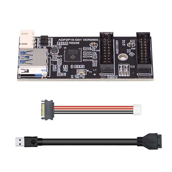 5Gbps シングル 19/20ピン ヘッダー - USB 3.0 19/20ピン デュアルポート メス PCBA Type 1 to 2 アダプター スプリッター ハブ