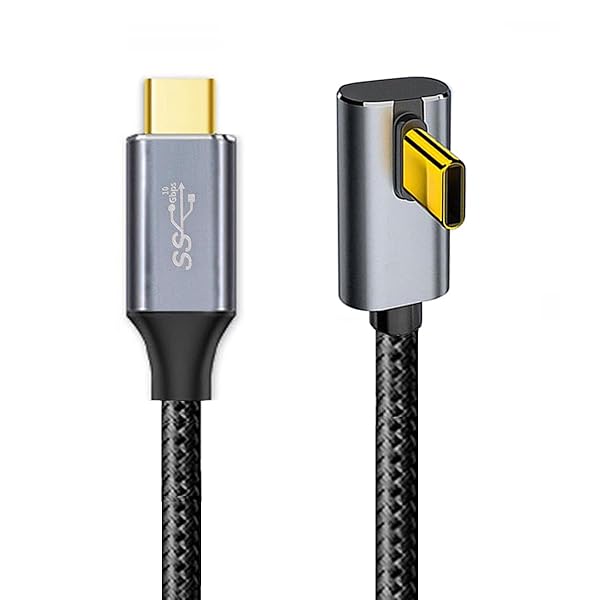 10GBPS 100WデータリバーシブルタイプCUSB-C男性から男性USB3.1ケーブルラップトップ電話のための90度の角度の低いプロファイル100cm
