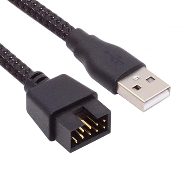 ケーブル シングル USB 2.0 オス タイプ A からマザーボード 9 ピン 10 ピン オス ヘッダー ケーブル スリーブ付き 20 cm