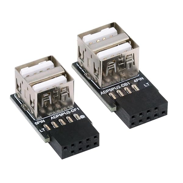 2個/ロット USB2.0 9ピン 10ピン マザーボードヘッダー メスからデュアルUSB 2.0メスアダプター 水平タイプ