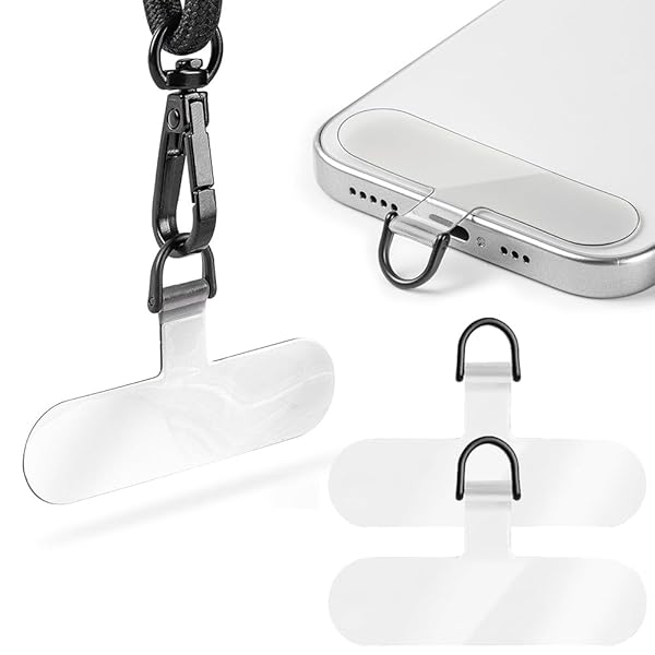スマホ ストラップホルダー【極薄0.5mm・一体型合金製Dバックル・傷つけず】スマホタグパッチ 携帯ストラップホルダー 薄型 丈夫10kgまでの荷重量 スマホケースに挟む 全機種対応 充電影響なし 落下紛失防止 (クリア)