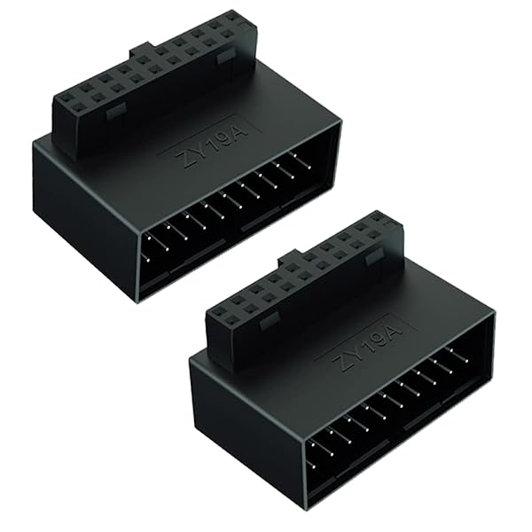 USB 3.0 19pin マザーボード アダプター、上向キ凸外側 90度角度変更アダプタ、USB オス - メス19pin ソケット配線 直角 アダプター デスクトップボード対応