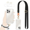 スマホストラップ ネックストラップ リストストラップ スマホケース用 調節可能な斜め掛け携帯ストラップ 2 x パッチ ほとんどのスマホに対応 (ブラック)