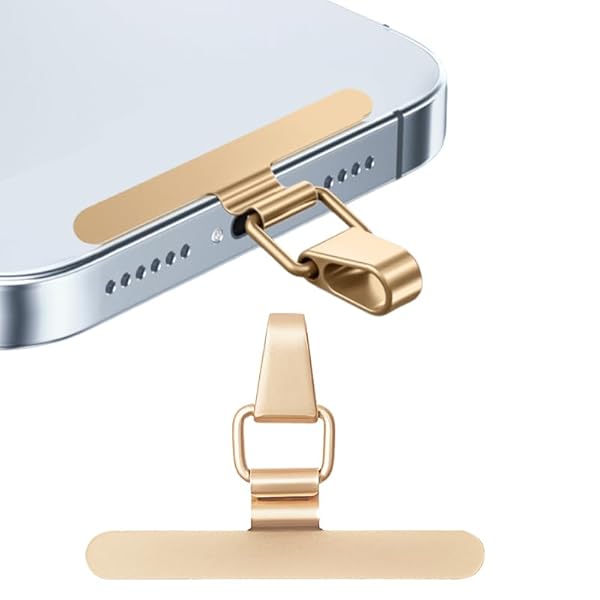 スマホ ストラップホルダー 【極薄0.2mm・浮きにくい円弧の曲がれ設計・ステンレス製】金属製タグパッチ 携帯ストラップホルダー 薄型 丈夫10kgまでの荷重量 スマホケースに挟む 全機種対応 充電影響なし 落下紛失防止 (ゴールド)