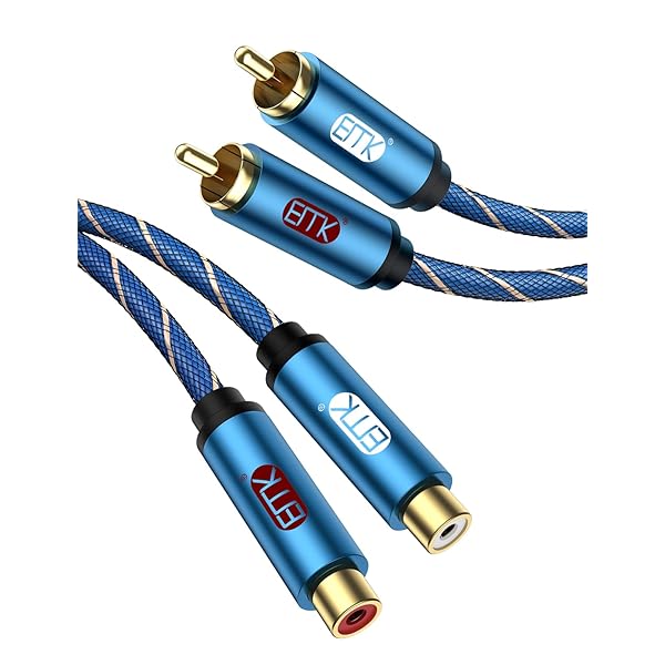 RCA延長ケーブル 2RCA オス-2RCAメス ステレオオーディオ変換ケーブ 分岐型センターピン Y分配ケーブル 赤/白 RCAオーディオケーブル ーム機、車、アンプ、スピーカー、CDプレーヤー対応 (2オス-2メス, 2M)