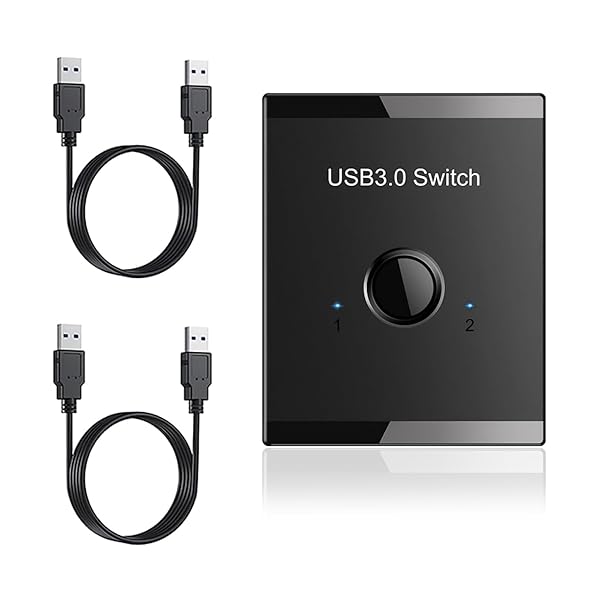 usb3.0 切り替え器 usb切替器 手動切替機 pc2台用 5Gbps高速転送 キーボード マウス プリンタ セレクター 切り替え機 (USB3.0ケーブル2本付き)
