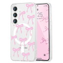 対応 Samsung Galaxy S24 FE 5G 用の ケース 透明 TPU 可愛い おしゃれ 蝶結び リボンケース MagSafe対応 薄型 軽量 耐衝撃 女性 人気 バンパー スマホケース - ピンク