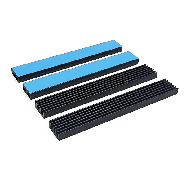 4個ヒートシンク 100 x 14 x 6mm 導熱接着シート4pcs付き 熱暴走対策ヒートシンクストリップ 冷却ラジエーターフィンCPU ICチップ 回路基板 エレクトロニクス LEDメモリチップアンプに 適用 アルミニウム 黒