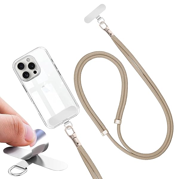 スマホストラップ スマホ ストラップホルダー 同色合金 長さ 調整可能 40cm～80cm 8色 全機種対応 斜めがけ 首掛け 肩掛け 携帯ストラップ 落下防止 ネックストラップ 充電影響なし ショルダーストラップ ベージュ