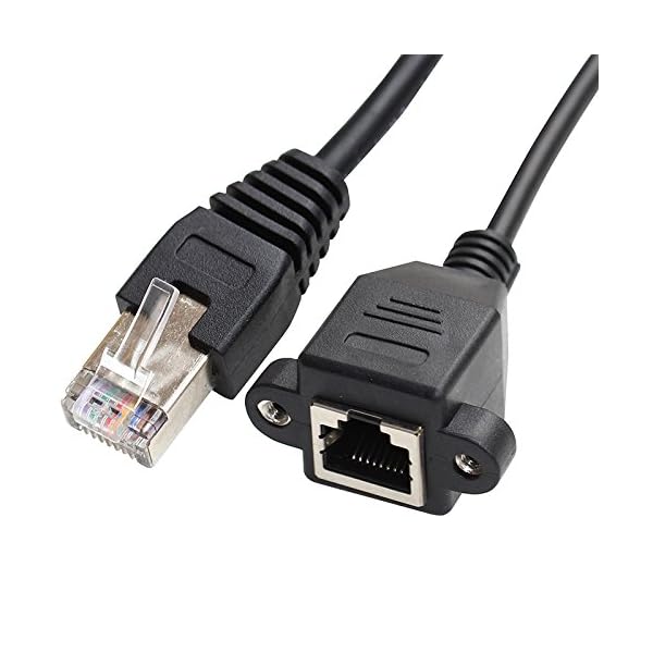 RJ45 8P8C FTP STP UTP Cat 5e オス-メス LANイーサネットネットワーク延長ケーブル パネルマウント穴付き 30cm