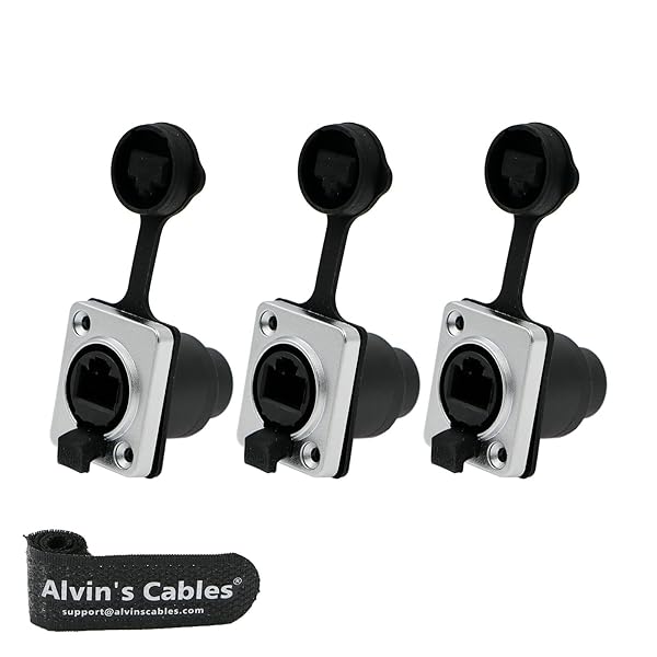 3個 RJ45 防水 カプラー ソケット コネクタ IP65 イーサネット パネル マウント RJ45 コネクタ黒い