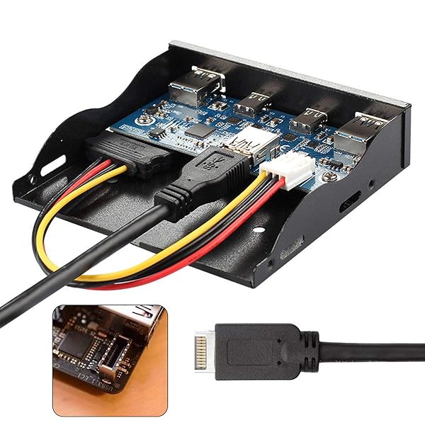 USB 3.1 フロントパネルヘッダー - USB-C & USB 3.0 ハブ 4ポート フロントパネル マザーボードケーブル 3.5インチフロッピーベイ用
