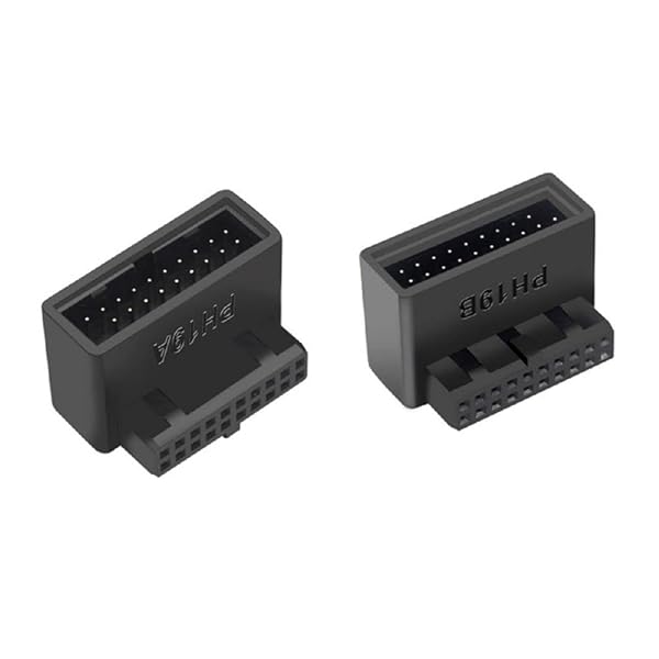 1セット USB 3.0 20ピン オス-メス 延長アダプター 上下角度 90度 オーバーモールド BLACK 2PCS ADAPTER-USB3.0-20PIN