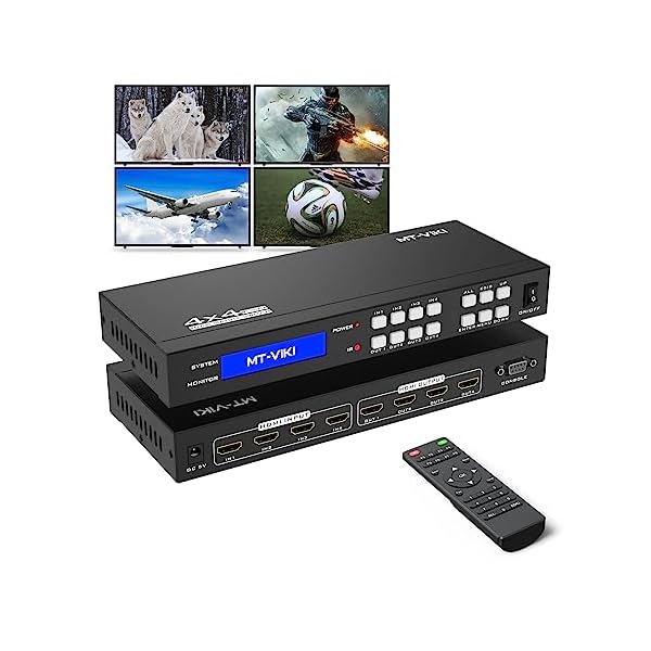 4K HDMIマトリックススイッチ4 入力 4 出力、4K@30Hzラックマウントスイッチャー4X4 HDMI切替器 RS232およびEDID