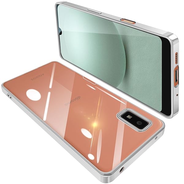 AQUOS Wish3 ケース AQUOS wish3 ケース SH-53D A302SH クリア 透明 ガバー スマホケース 耐衝撃 TPU 薄型 シリコン スリム 擦り傷防止 黄変防止 メッキ加工 ストラップホール付き(シルバー)