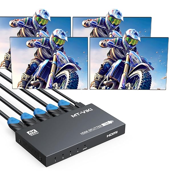 HDMI分配器 4K@60Hz、HDMI分配器 1入力 4出力、RGB 4:4:4、HDMI2.0b、HDCP2.2、18Gbps、PS4 Fire Stick HDTV用フルUHD分配器(2)