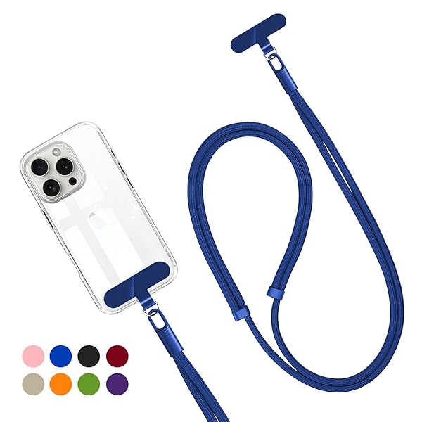 スマホストラップ ストラップホルダー 長さ 調整可能 40cm～80cm 8色 斜めがけ 首掛け 肩掛け 全機種対応 携帯ストラップ 落下防止 充電影響なし ネックストラップ ショルダーストラップ ブルー