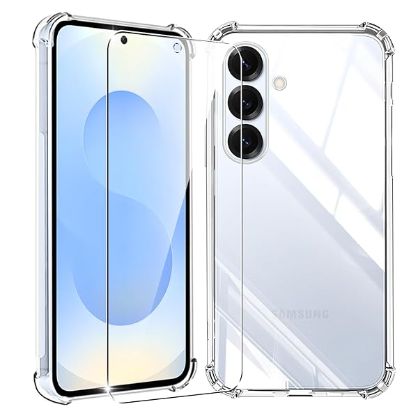 対応 Galaxy S25 5G ケース クリア 黄変防止 + Galaxy S25 ガラスフィルム 柔軟 ギャラクシー S25 SC-51F SCG31 ケース 耐衝撃 ガラスフイルム保護付き 指紋防止 落下防止 耐衝撃 ガラスフイルム保護付き 指