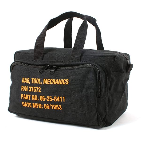 G.I. タイプ ジッパーポケット メカニック ツールバッグ ミリタリーステンシル付き (ブラック)