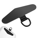 スマホストラップ スマホ ストラップホルダー 携帯ストラップホルダー 【傷防止フィルム加工 浮きにくい折り曲がれ設計・ステンレス製 メッキ仕上げ 極薄】 丈夫 20kgまでの荷重量 おしゃれ 充電出来る 全機種対応 落下紛失防止 ブラック