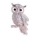 幸運を呼ぶ かわいい梟 フクロウのブローチ スカーフクリップ ピンバッジ ジルコニア キラキラ シルバー 人気 クリスマス プレゼント 入学式 卒業式 記念物