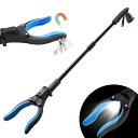 マジックハンド つかみ棒 お助けハンド ロングハンド LEDライト付き 折りたたみ式 80CM 耐荷重3kg アルミ合金&ABS 先端向き変更可能 マグネット付...