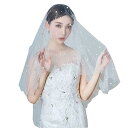 noya ウエディングベール ショートベール ヴェール 花嫁ベール かわいい パール付き ベールダウン 単層ベール コームなし ホワイト (パール)