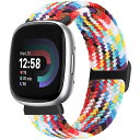 伸縮性のある編組バンド Fitbit Versa 3/Versa 4/Sense 2/Sense 女性男性、調整可能なストレッチ ナイロン ブレスレット ソロ ...