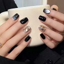 ネイルチップ ミディアム 24枚入り ネイルチップ ショート 人気 和風 かわいい シンプル おしゃれ つけ爪 ショート 春夏 花嫁ネイル 光沢 成人式 入学式 卒業式 結婚式パーティー ネイル チップ秋冬 ツールキット付属(#HAM39)