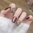 ネイルチップ ミディアム 24枚入り ネイルチップ ショート 人気 和風 かわいい シンプル おしゃれ つけ爪 ショート 春夏 花嫁ネイル 光沢 成人式 入学式 卒業式 結婚式パーティー ネイル チップ秋冬 ツールキット付属(#MGY-52)