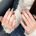 ネイルチップ ミディアム 24枚入り ネイルチップ ショート 人気 和風 かわいい シンプル おしゃれ つけ爪 ショート 春夏 花嫁ネイル 光沢 成人式 入学式 卒業式 結婚式パーティー ネイル チップ秋冬 ツールキット付属(#MGS-80)