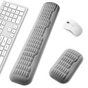 フルサイズキーボード&マウス リストレストセット – エルゴノミック3.0アップグレード 波形カーブサポート、快適サポート&疲労軽減、滑り止めベース、作業&ゲーミングに最適(グレー)