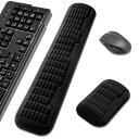 フルサイズキーボード&マウス リストレストセット – エルゴノミック3.0アップグレード 波形カーブサポート、快適サポート&疲労軽減、滑り止めベース、作業&ゲーミングに最適(ブラック)