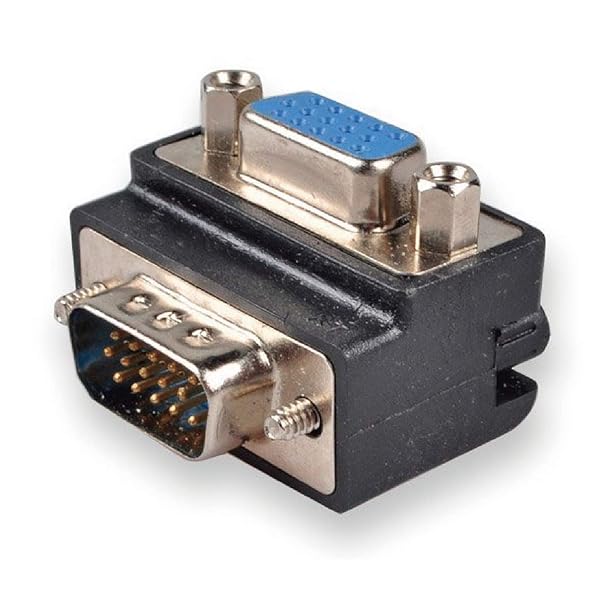 VGAオス-VGAメス ジェンダーチェンジャー L字型 直角 延長アダプター 変換アダプター D-sub15ピン オス・メス (Bタイプ(角度270°))